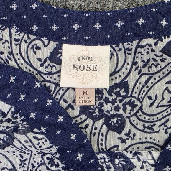 Knox Rose Dress Womens M Blue White Floral 2 Piece High Waist Boho Cottagecore - Picture 3 of 12